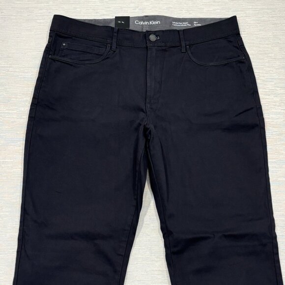 Calvin Klein Chino Pants Mens 36 x 30 Black Slim Fit Straight Leg Flex Waist - Picture 6 of 16